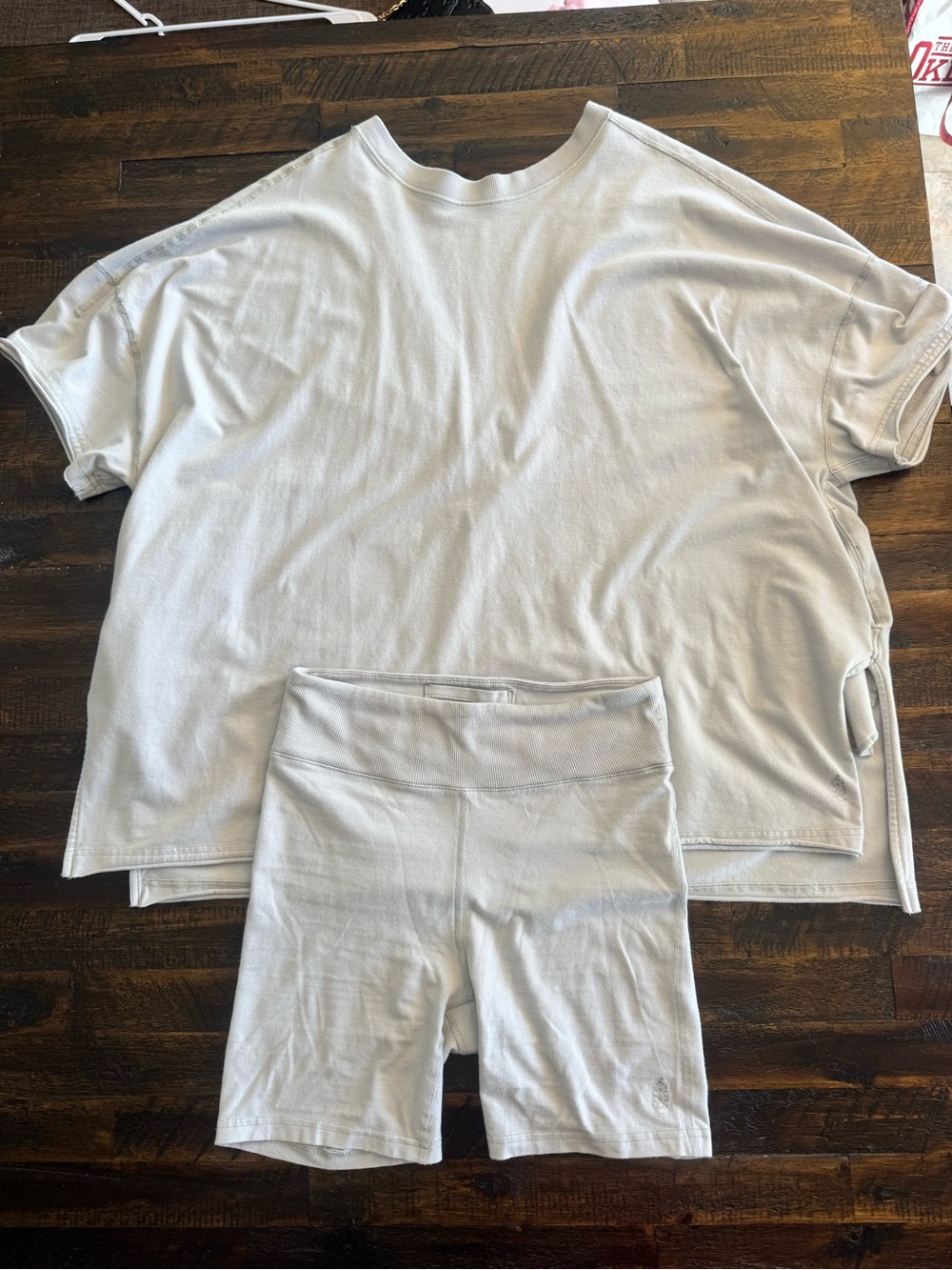 FP Movement by Free People Light Gray Oversized Tee & Bike Shorts Set